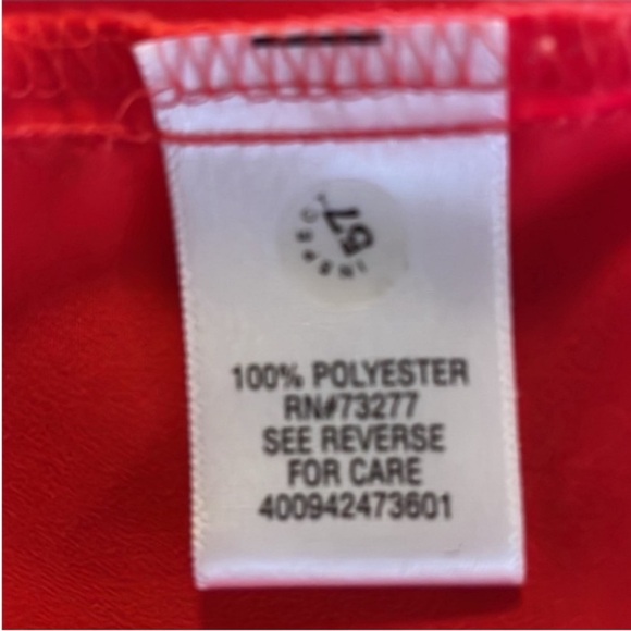 Apt.9 Blouse Button Down Red Long Sleeve Polyester Asymmetrical Office Holiday M - Picture 6 of 16